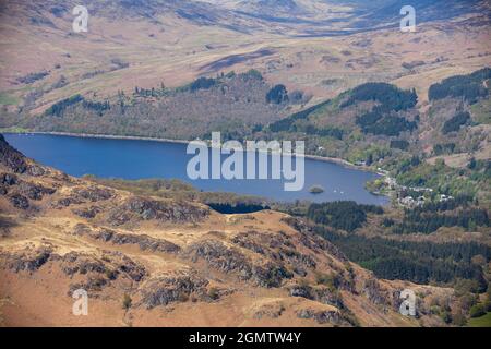 Loch Earn and St Fillans viewed from Mor Bheinn Stock Photo