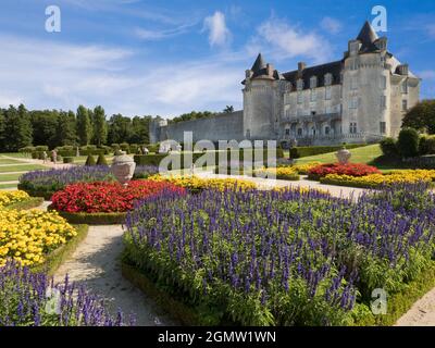 Saintes, France - 8 October 2015; The striking Chateau de la Roche Courbon, developed from an earlier castle, is located in the Charente-Maritime Depa Stock Photo