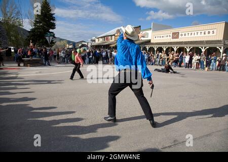 Wyoming, USA - May 2008; Jackson Hole, Wyoming is famed for its winter sports, and particularly its skiing. It is also notable as being phenomenally e Stock Photo