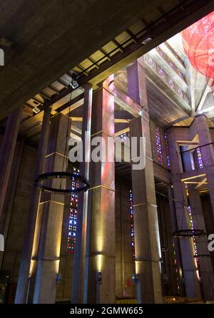 Le Havre, Normandy France - 30 May 2017;   No, this is not the interior of a modern art gallery. It's actually inside the striking neo-Gothic St Josep Stock Photo