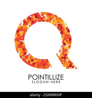 Letter Q logo design in pointillize effect. Branding letter logo in white background. Stock Vector