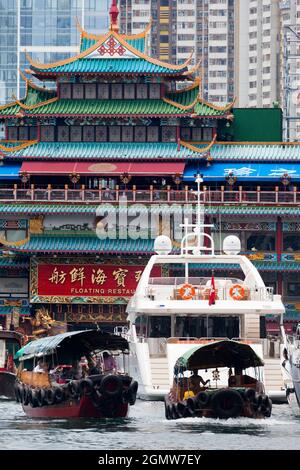 Hong Kong - May 2012; The Jumbo Floating Restaurant in Aberdeen Harbour has become something of a Hong Kong institution.It was there when I lived in H Stock Photo