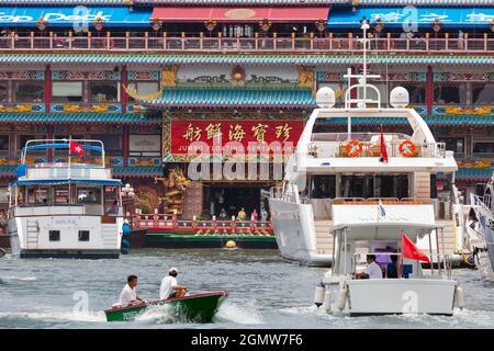 Hong Kong - May 2012; The Jumbo Floating Restaurant in Aberdeen Harbour has become something of a Hong Kong institution.It was there when I lived in H Stock Photo