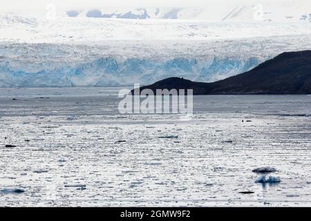 Hubbard Glacier is located in eastern Alaska and part of Yukon, Canada, and named after Gardiner Hubbard. It is a favoured view for all sightseeing cr Stock Photo