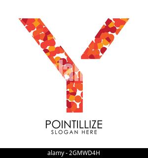 Letter Y logo design in pointillize effect. Branding letter logo in white background. Stock Vector