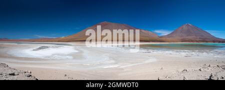 Laguna Verde, Bolivia  - 21 May 2018  Laguna Verde (green lake) is aptly named, due to its arresting jade green color. This beautiful salt lake - at 4 Stock Photo