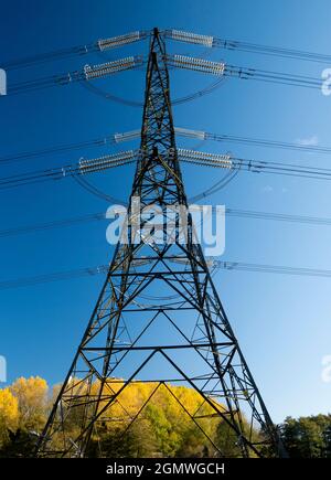 Kennington, Oxfordshire, England - 31 October 2018     I always find electricity pylons fascinating - they have great, abstract form and impact. This Stock Photo