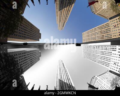 New York, USA - 11 April 2013; no people in view. An iconic piece of New York grandiose architecture, the Rockefeller Center is a large complex of com Stock Photo