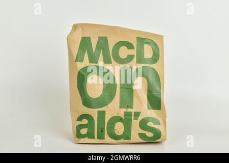 McDonalds food parcel in paper bag Stock Photo