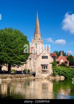 Abingdon, England - 25 August 2018     Abingdon claims to be the oldest town in England. And its oldest surviving building is medieval the St Helen's Stock Photo