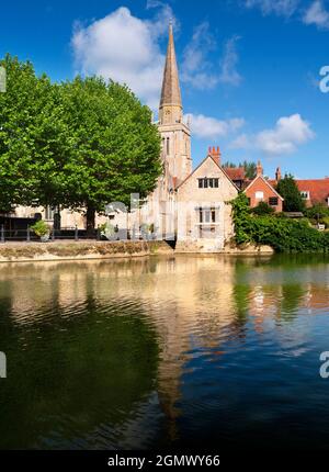 Abingdon, England - 25 August 2018     Abingdon claims to be the oldest town in England. And its oldest surviving building is medieval the St Helen's Stock Photo