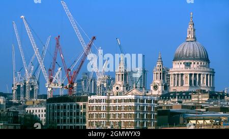 London, England - 2006; Fuelled by the large piles of funny money sloshing around, there was a decades-long building boom in the City of London, as al Stock Photo