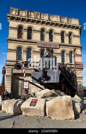 Oamaru, New Zealand - 25 May 2018; So, what exactly is Steampunk? It's a sub-genre of science fiction, anime, cosplay, fantasy and street culture. Aga Stock Photo