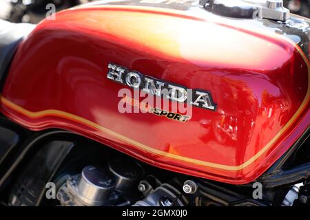 Bordeaux , Aquitaine  France - 09 05 2021 : Honda super sport CB750 four logo brand and text sign on motorcycle vintage red petrol retro tank Stock Photo