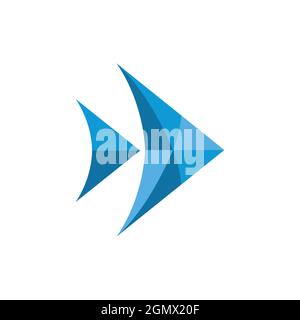 abstract blue sea fish logo icon flat concept vector graphic design Stock Vector