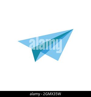blue paper plan abstract logo icon flat concept vector graphic design Stock Vector