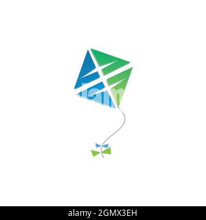 abstract stylish kite logo icon flat concept vector graphic design Stock Vector