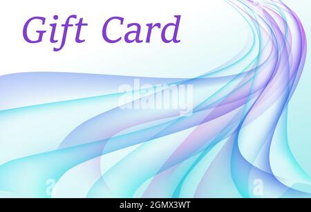Transparent violet, teal pattern for gift card design. Abstract wavy strips. Vector background. Template for bonus coupon, voucher, certificate. EPS10 Stock Vector