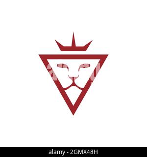 triangle lion face king logo icon flat concept vector graphic design Stock Vector