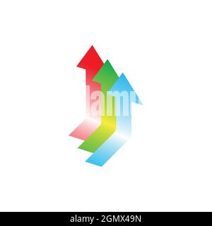 three up arrow logo icon flat concept vector graphic design Stock Vector
