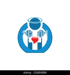 abstract angel heart logo icon flat concept vector graphic design Stock Vector