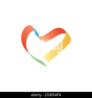 stylish love ribbon icon flat concept vector graphic design Stock Vector