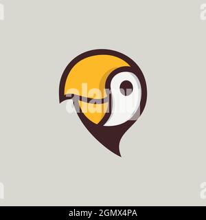 stylish parrot head logo icon flat concept vector graphic design Stock Vector
