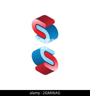 letter S three dimension logo icon flat concept vector graphic design Stock Vector