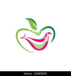 abstract smile apple fruit logo icon flat concept vector graphic design Stock Vector