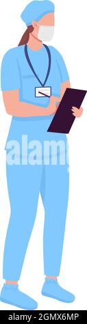 Physician semi flat color vector character Stock Vector