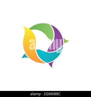 stylish circle waves logo icon flat concept vector graphic design Stock Vector