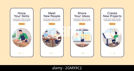 Profesisonal workshop onboarding mobile app screen flat vector template Stock Vector