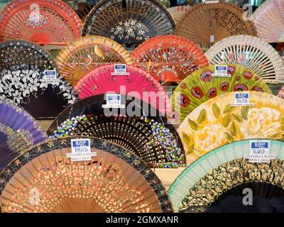 Seville, Andalucia, Spain - 31 May 2016; no people in view. Fans have always been an important and traditional component of Spanish culture. And here Stock Photo