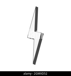 Black and white 3d lightning storm, isometric of lightning bolt Stock Vector