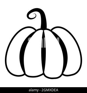 Black and white pumpkin for Halloween is simple icon Stock Vector