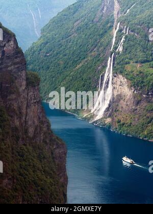 The magnificent Geiranger Fjord is located in the Sunnm¿re region of M¿re og Romsdal county, Norway. One of NorwayÕs most popular tourist attractions, Stock Photo