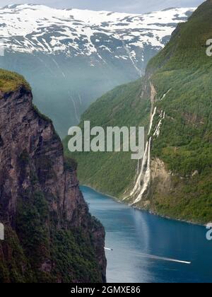 The magnificent Geiranger Fjord is located in the Sunnm¿re region of M¿re og Romsdal county, Norway. One of NorwayÕs most popular tourist attractions, Stock Photo