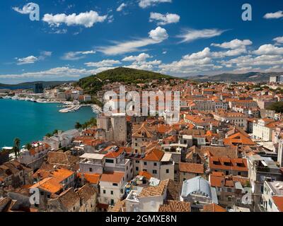 The historic City of Split is the second largest in Croatia and the largest city of the region of Dalmatia. It lies on the eastern shore of the Adriat Stock Photo