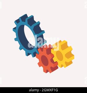 Isometric View of Mechanic Gears. 3D Vector illustration Stock Vector