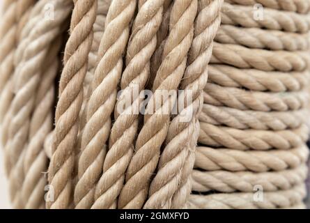 Wheatley, Oxfordshire, UK -  July 2012;  Some ropes. What more do you want to know? OK, these were holding up a giant tent in an Arts Festival in Whea Stock Photo