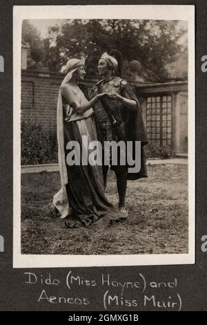 Teachers in costume for a performance of 'Dido and Aeneas' in 1929 by pupils and staff of the all-girls North London Collegiate School in the grounds of Canons Mansion, London, England, UK.  Vintage photograph. Stock Photo