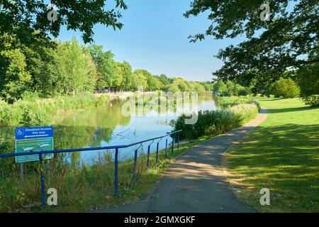 Boating lake, Corby, England, on a sunny summer day. Stock Photo