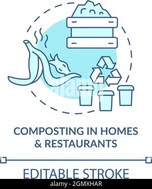 Waste composting in homes, restaurants concept icon Stock Vector