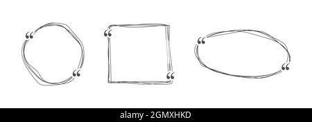 set of hand drawn frames for quote, text and links. Frame for text and quotes. Linear simple banners for blog and chat. Simple style Stock Vector