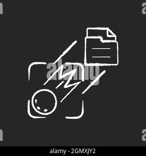 Sending pictures of space chalk white icon on dark background Stock Vector