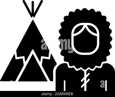 Inuit population black glyph icon Stock Vector