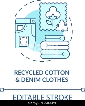 Recycled cotton, denim materials concept icon Stock Vector