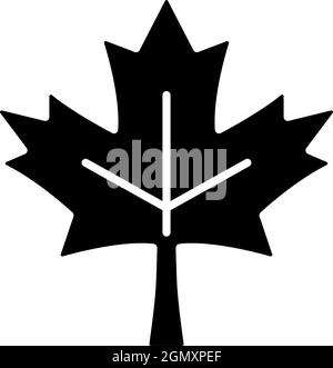 Maple leaf black glyph icon Stock Vector