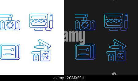 Dental devices gradient icons set for dark and light mode Stock Vector