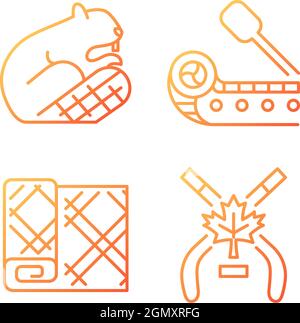 Historical heritage of Canada gradient linear vector icons set Stock Vector